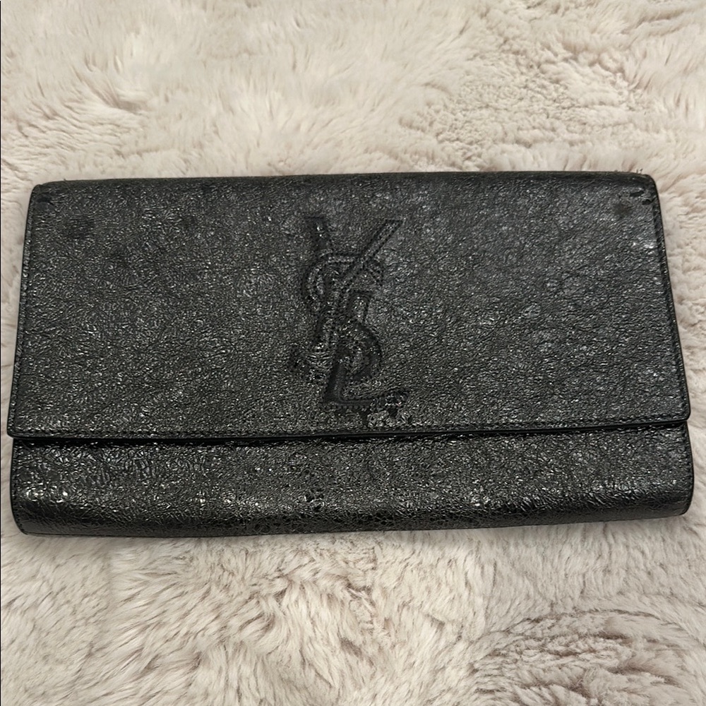 YSL Black Leather Clutch